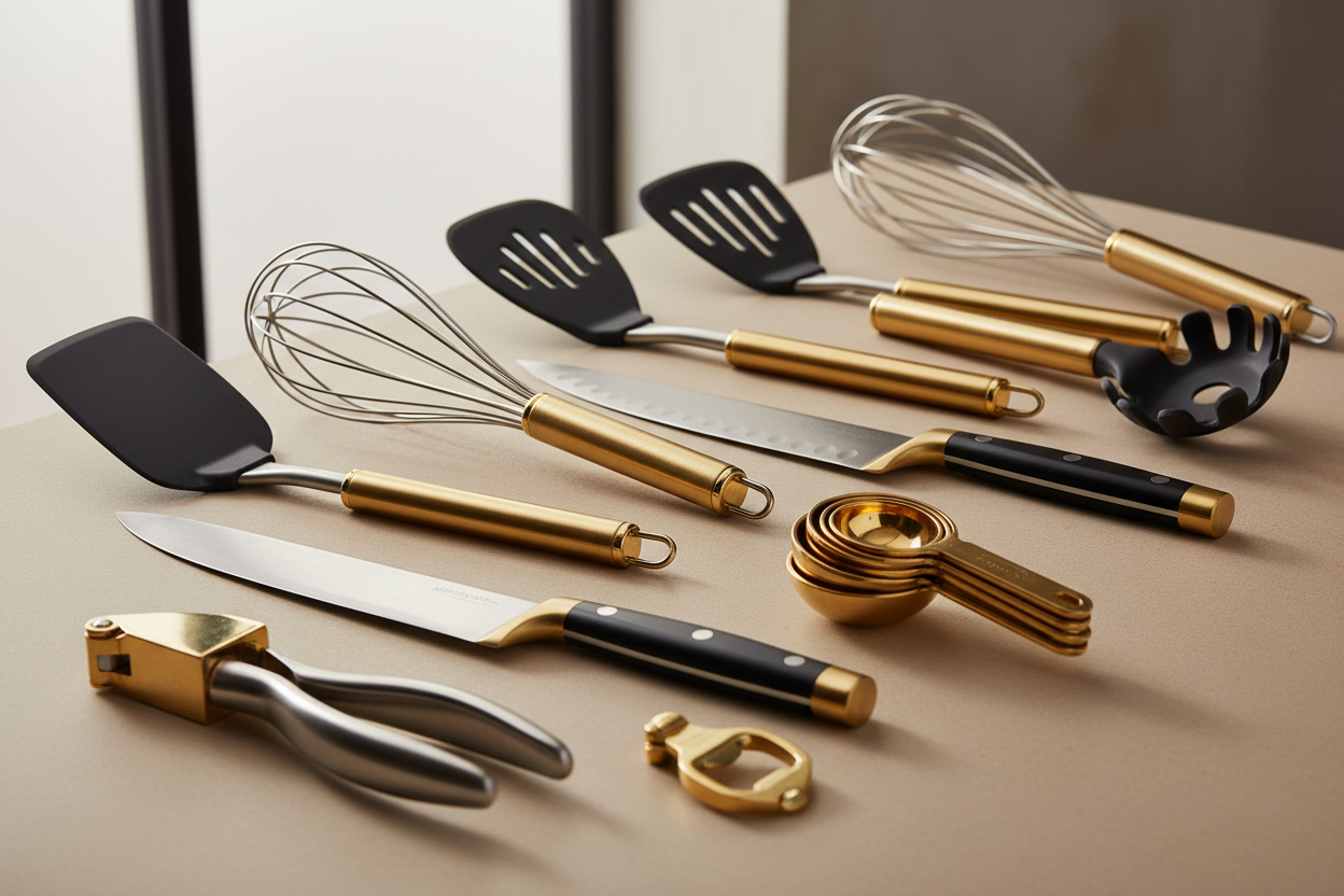 a close up to modern kitchen tools